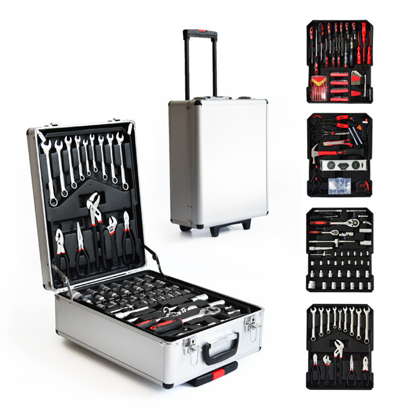 Tool Set - 186-teiliger Aluminium-Trolley-Mechaniker-Werkzeugsatz mit Steckschlüsseln und Handwerkzeugen