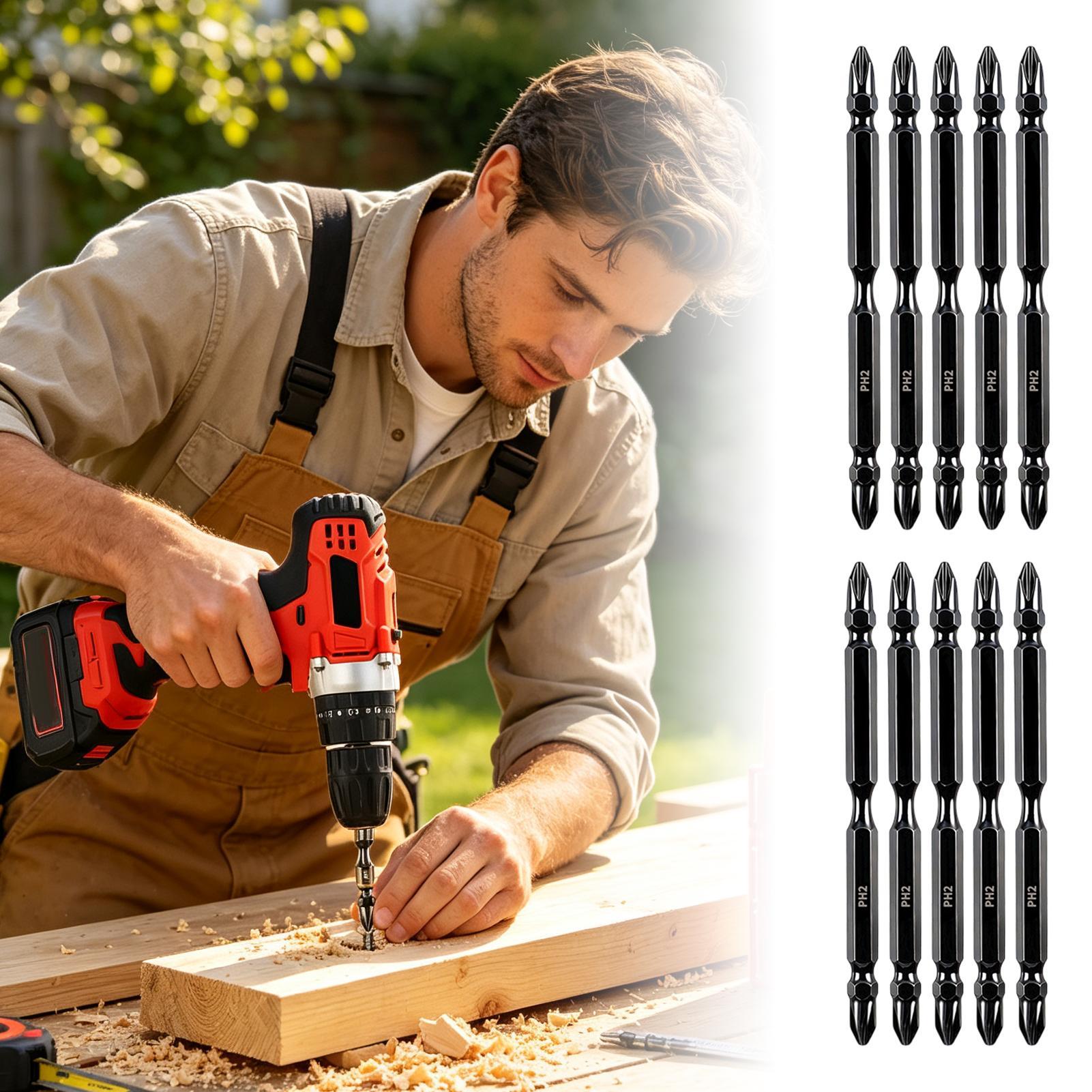 Screwdriver Set - Magnetische Bohrer, doppelseitig gefräster magnetischer Schraubendreherkopf,