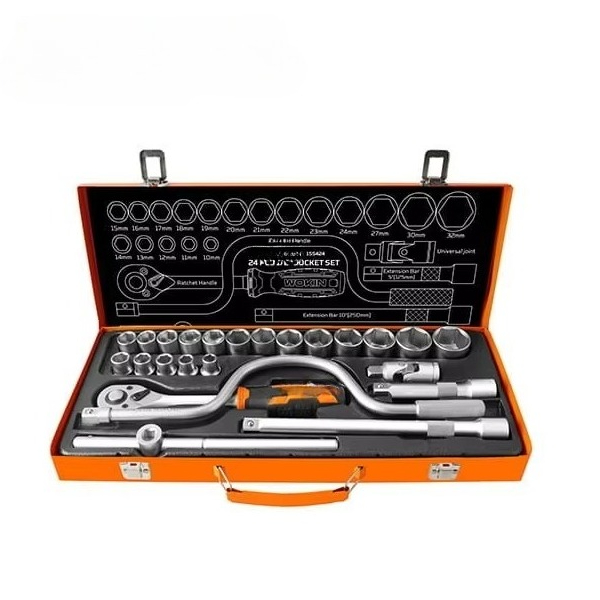 Socket Wrench - 155424 24-teiliger 1/2-Zoll Werkzeugsatz Steckschlüsselsatz