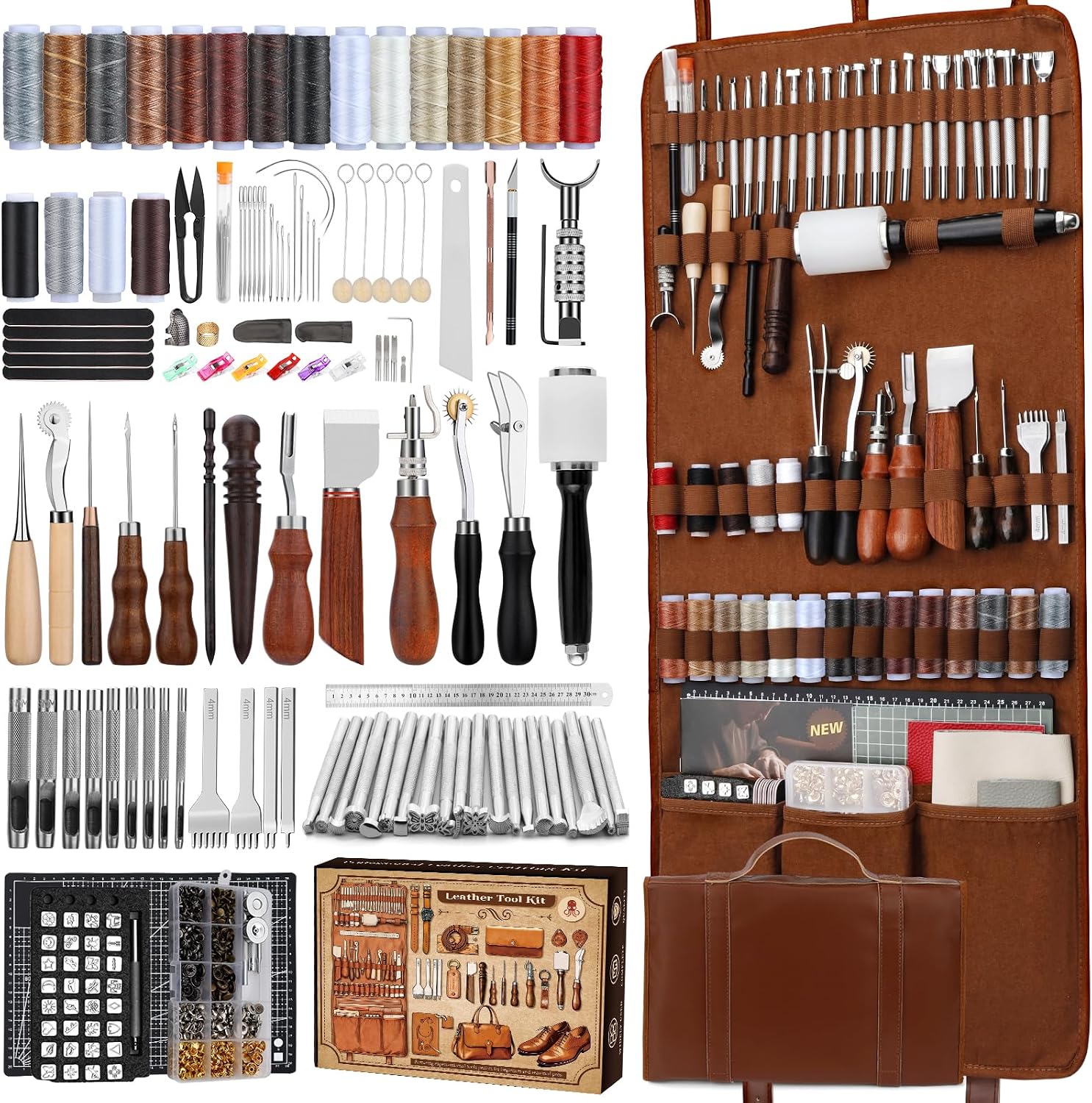 Tool Bag - Lederbearbeitungs-Set, Lederwerkzeuge und Bastelset mit Maßgefertigter