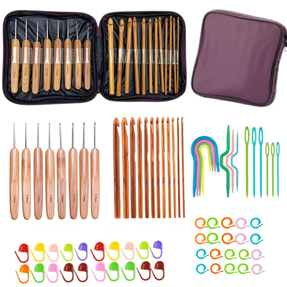 74-teiliges Bambus-Häkelnadel- – Tool Bag Bewertung und Preis